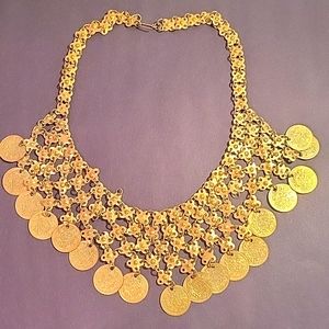 Gold coin bib choker.